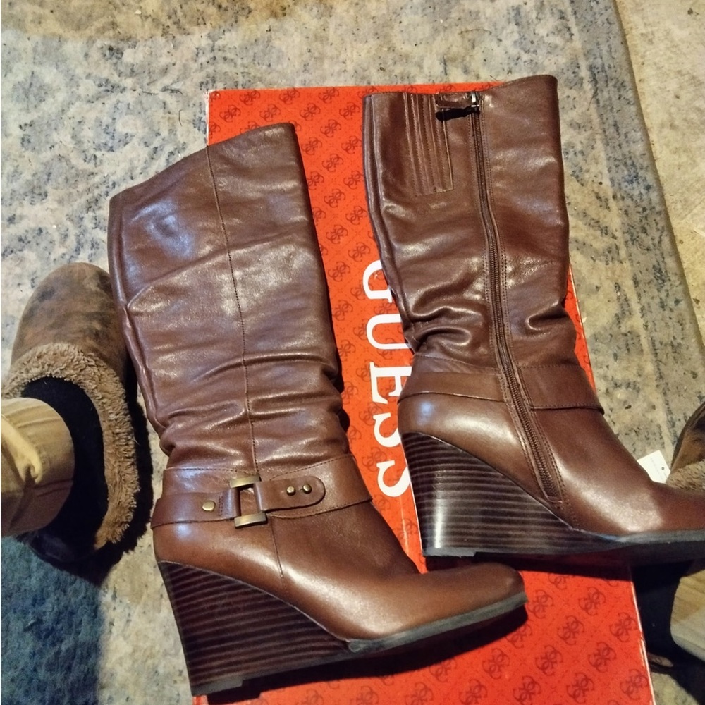 Guess Women's Dark Brown Heeled Boots
